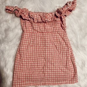 Pink off the shoulder dress